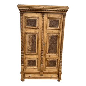 1890s Pine Baroque Style Armoire