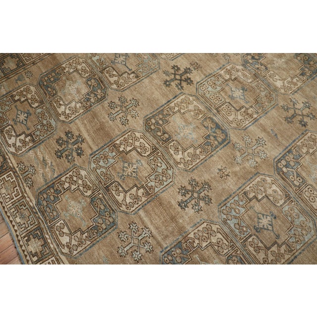Early 20th Century Soft Brown Denim Blue Tribal Ersari Carpet - 7'4" x 9'8" For Sale In New York - Image 6 of 6