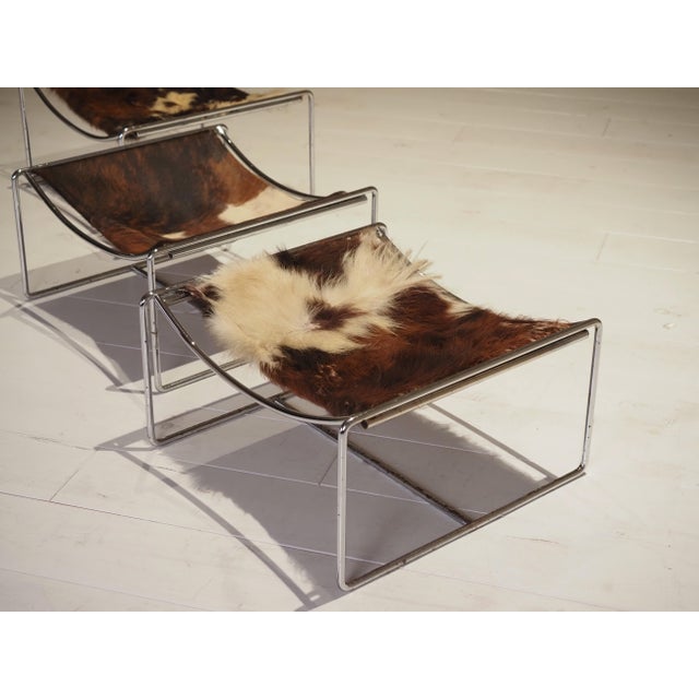 Vintage Cowhide Stools by Odile Mir, 1972, Set of 3 For Sale - Image 4 of 18
