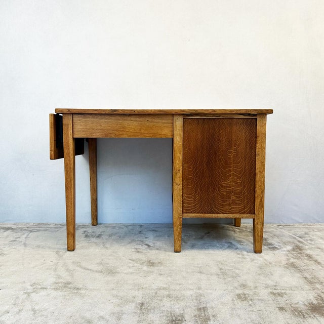 George VI Oak Drop-Leaf Desk, 1930s For Sale - Image 15 of 16