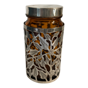 Mexican Sterling Silver Clad Amber Bottle