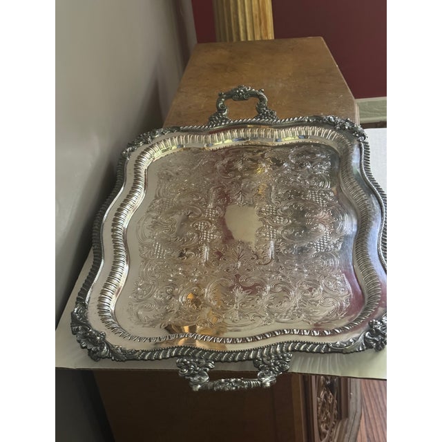 Antique Early 20th Century Rococo Style Large Footed Butler by Crown Silver Co. For Sale - Image 4 of 18