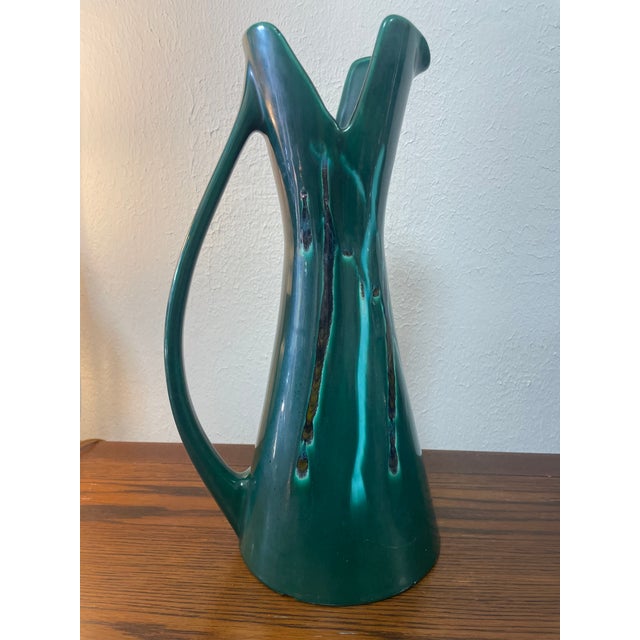 Emerald 1960s Royal Haeger Emerald Drip Glaze Pitcher For Sale - Image 8 of 9