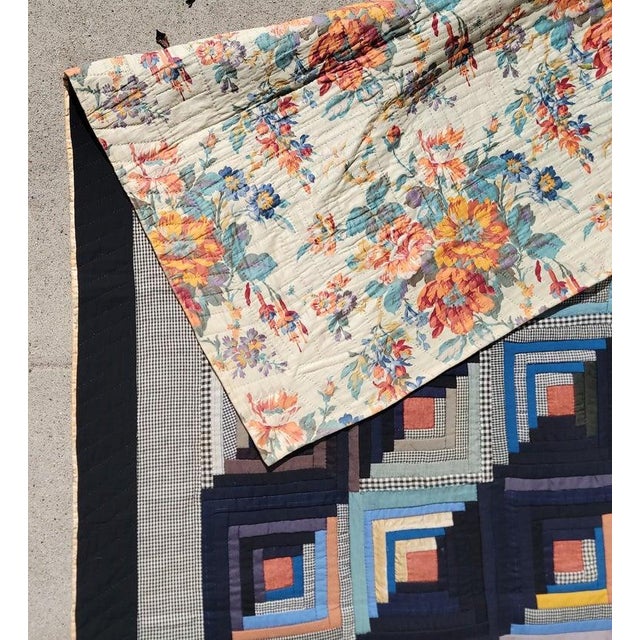 19th Century 19th C Log Cabin Barn Raising Quilt For Sale - Image 5 of 7