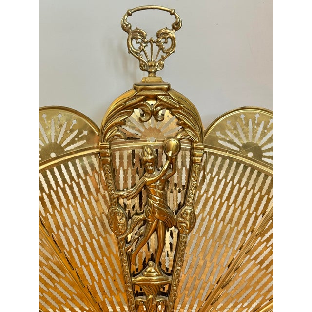 Oversized Victorian Brass Figural Peacock Folding Fireplace Screen For Sale - Image 4 of 9