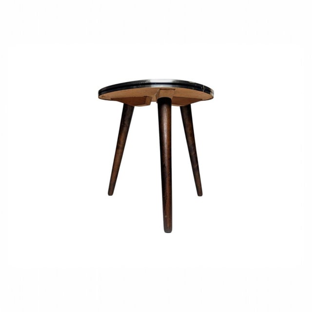 Mid-Century Modern Vintage Side Table with Rounded Triangular Top, 1950s For Sale - Image 3 of 6