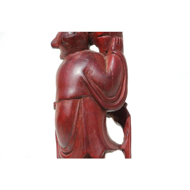 1950s Carved Wood Chinese Woman Figurine For Sale - Image 9 of 13