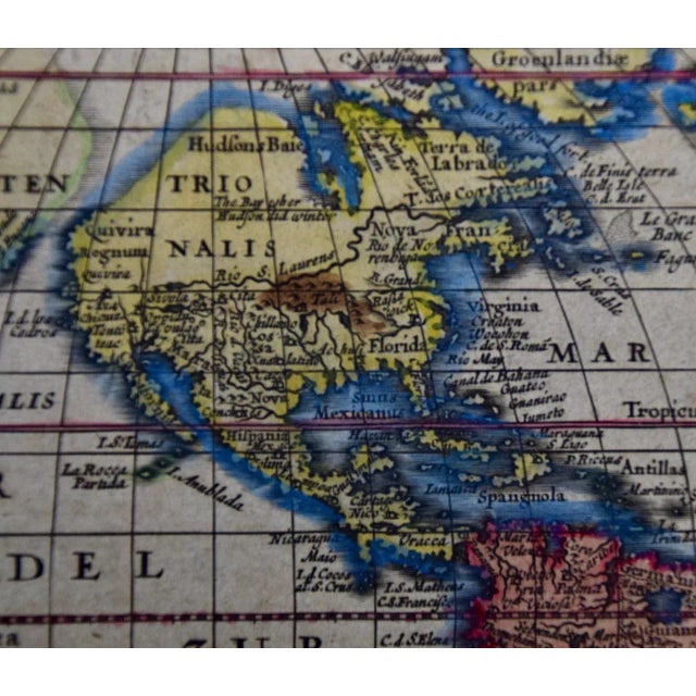 North & South America: A 17th Century Hand-Colored Map by Jansson & Goos, 1628 For Sale - Image 4 of 9