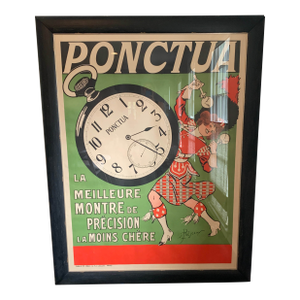 Rene Prejelan French Lithographic Poster Framed "Ponctua: La Meilleure Montre De Precision"