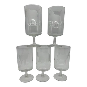 Mid Century Georg Jensen Etched Wildlife Glasses Set of 5