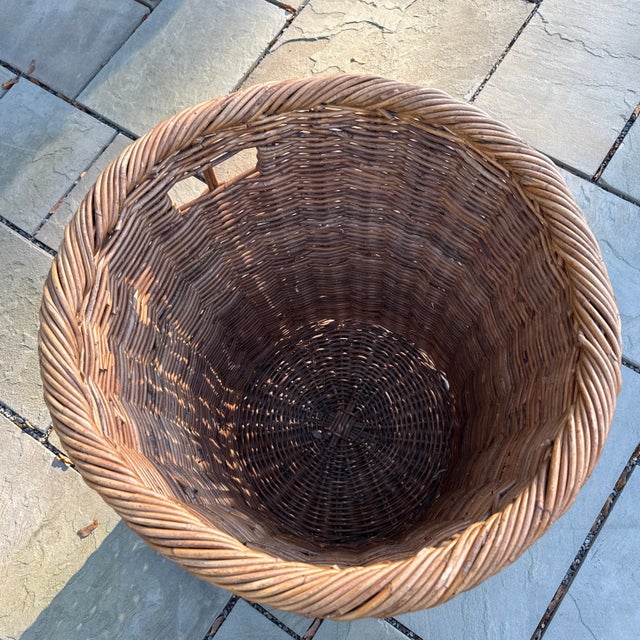 Tall Sturdy Vintage Wicker Basket For Sale - Image 4 of 5