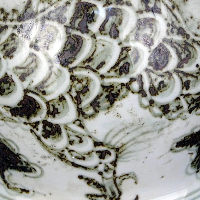 Chinese Vintage Ceramic Vase,Blue and White Porcelain Bell-Shaped Vase Hand Painted Dragon Pattern For Sale - Image 9 of 9