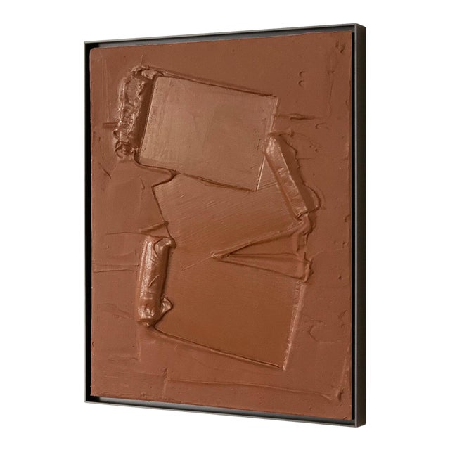 "Free Form" Contemporary Minimalist Abstract Textured Plaster Painting by Victoria Holly, Framed For Sale