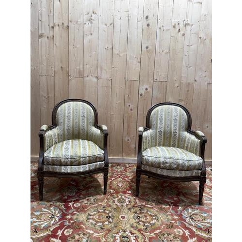 Louis XVI Style Bergère Armchairs, Set of 2 For Sale - Image 9 of 9
