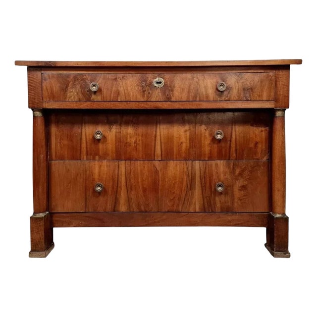 Empire Chest of Drawers in Walnut and Gilt Bronze, 1810s For Sale