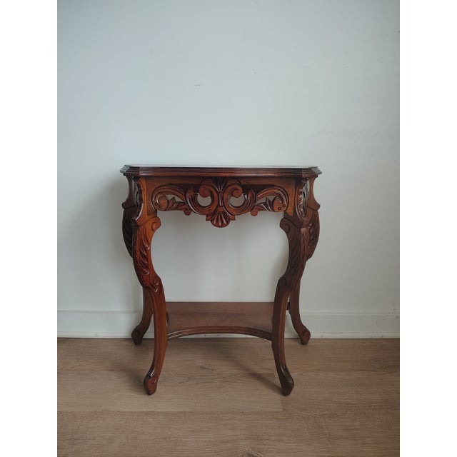 Vintage 1930s Petite French Provincial Carved Console Table by Eureka Parlor Mfg. Co. For Sale - Image 9 of 10