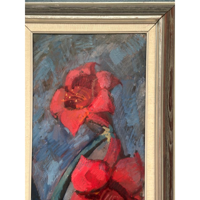Mid-Century Modern Bertil Wahlberg, Red Flowers, 1950s, Oil on Canvas, Framed For Sale - Image 3 of 18
