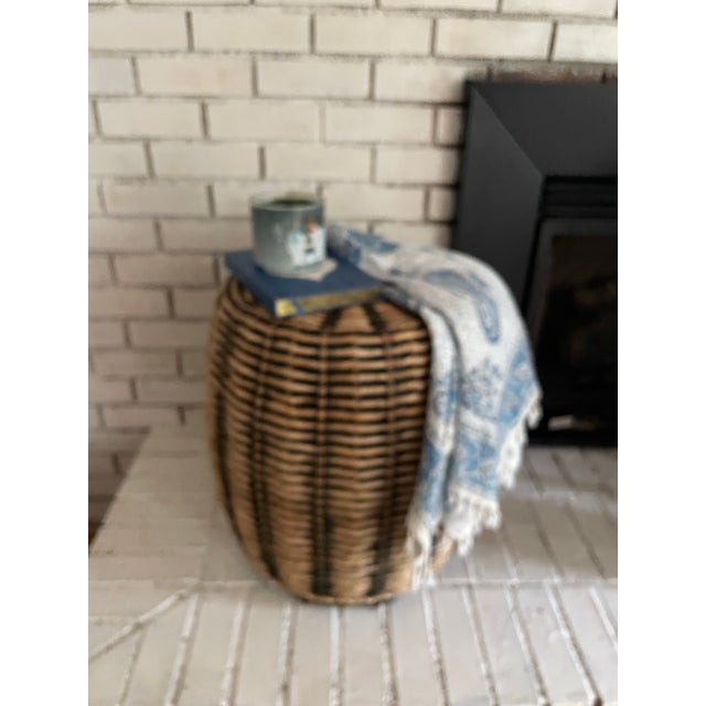 Textile Black Weave Ottoman or Footstool From Pier 1 For Sale - Image 7 of 11