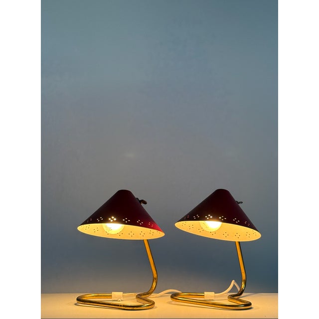Red Table Lamps attributed to Erik Wärnå for Gnosjö, 1940s, Set of 2 For Sale - Image 8 of 9