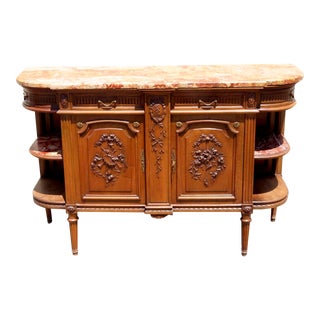 Late 19th Century French Carved Buffet Marble Top For Sale