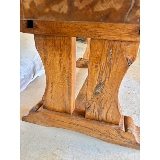 Early 20th Century French Walnut Trestle Refectory Monastery Dining Table For Sale - Image 9 of 13