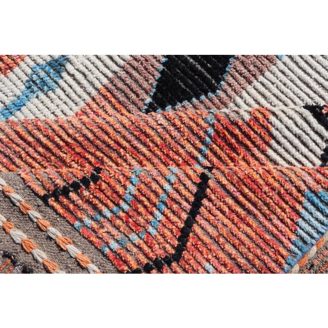 Modern Moroccan Rug With Abstract Design in Copper, Lt. Blue 8'3 X 11' For Sale - Image 11 of 12