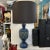 Ceramic Blue Ceramic Openwork Tabletop Lamp With Top and Bottom Light Sources For Sale - Image 7 of 11