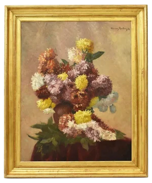 Flower Painting, Oil On Canvas, 19th-Century