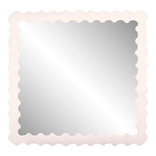 Fleur Home Audubon Bamboo Square Mirror in Frosted Petal, 24x24 For Sale