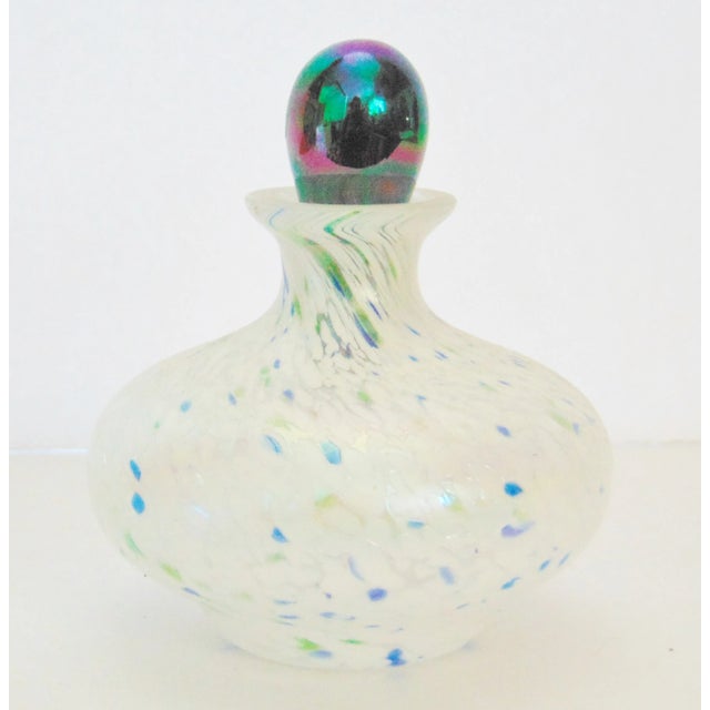 Mid 20th Century Art Glass Perfume Bottle W/ Iridescent Stopper For Sale - Image 5 of 5