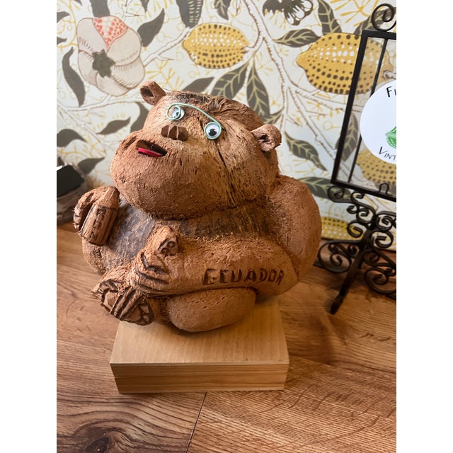 Spanish Wooden Carved Monkey Figure Sculpture From Ecuador For Sale - Image 3 of 8