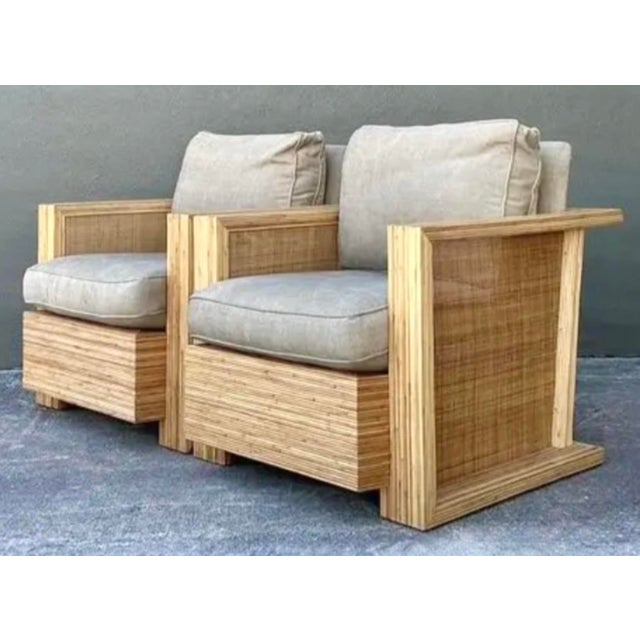 Vintage Lane Pencil Reed and Cane Lounge Chairs - A Pair For Sale - Image 10 of 12