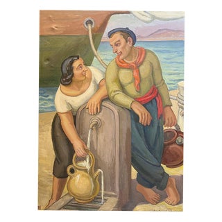 Armand Cacheux, Water Carriers, Oil on Canvas, 1958 For Sale