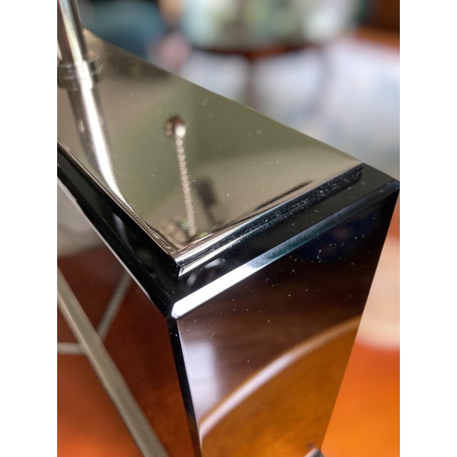 Metal Williams Sonoma Wide Black Crystal Block Lamp – Polished Nickel Hardware For Sale - Image 7 of 18