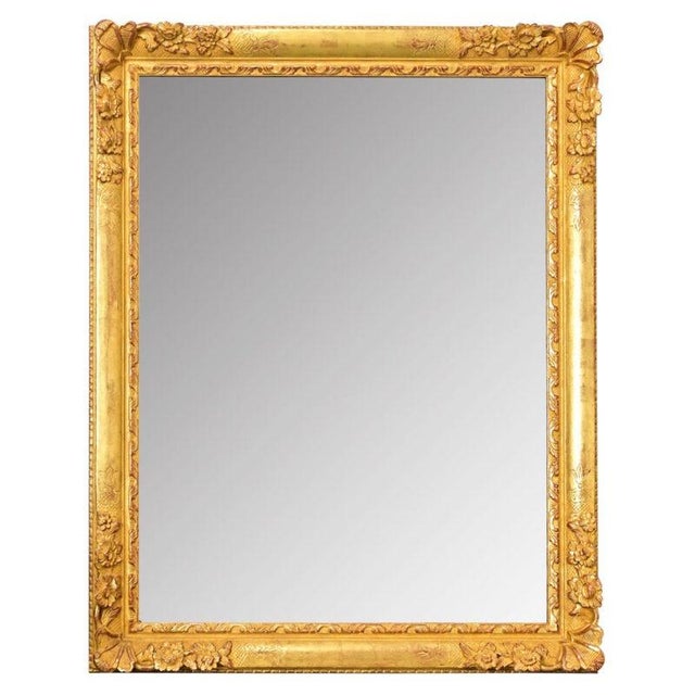 French 19th Century Floral Gold Gilt Mirror For Sale - Image 4 of 12