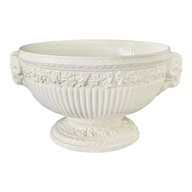 Wedgwood Queen’s Ware Pedestal Bowl With Ram’s Head Handles For Sale