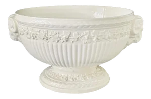 Wedgwood Queen’s Ware Pedestal Bowl With Ram’s Head Handles