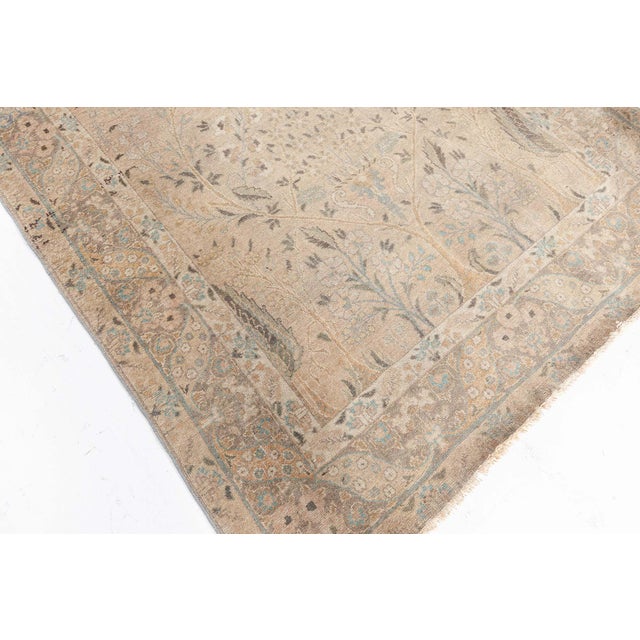 Persian 20th Century Persian Tabriz Gold Beige and Azure Handmade Wool Rug For Sale - Image 3 of 8