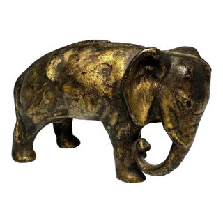 Vintage Arcade Cast Iron Elephant Still Bank: Gold Accent, c.1910-1932 For Sale