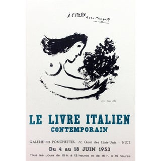 1959 "Le Livre Italien" Marc Chagall 19, Lithograph Art in Posters Mourlot For Sale