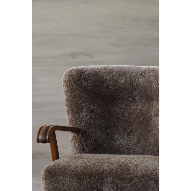 Mid-Century Modern Lounge Chairs in Beech and Lambswool, Denmark, 1950s, Set of 2 For Sale - Image 16 of 18