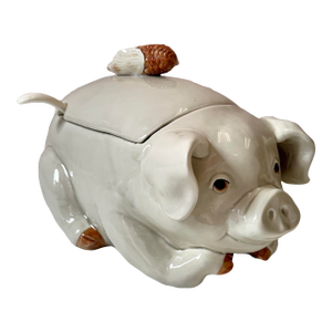 Vintage 1976 Pig and Corn Tureen With Ladle by Fitz & Floyd