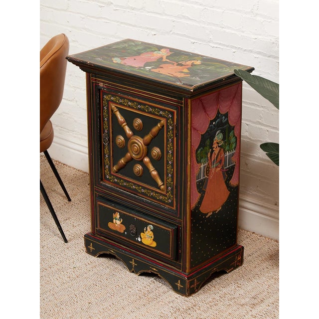 Black Mid 20th Century Rajasthan Chest Cabinet For Sale - Image 8 of 9