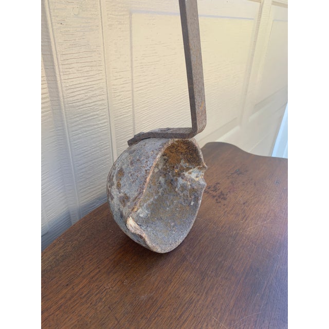 Metal Monumental Hand-Forged Iron Commercial Ladle With Original Patina For Sale - Image 7 of 13
