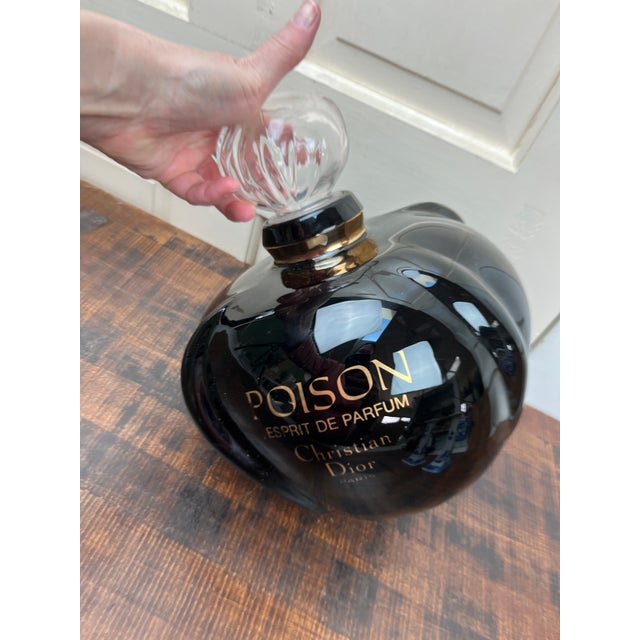 Christian Dior Perfume Bottle Retail Counter Display Large Poison Christian Dior Paris Black W Clear Stopper For Sale - Image 4 of 11