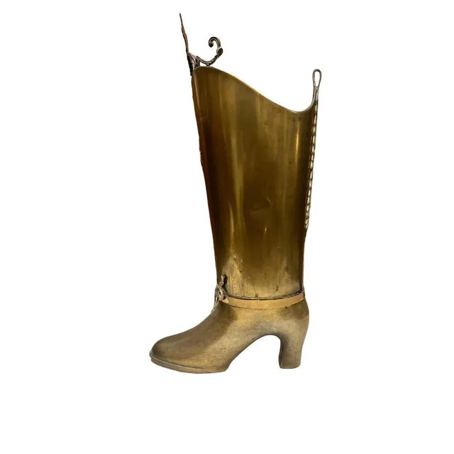 Mid-Century Modern Brass Boot-Shaped Umbrella Stand For Sale - Image 5 of 9