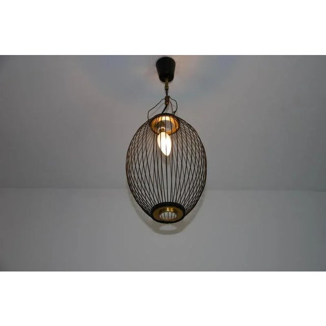 Mid-Century Modern Italian Brass and Metal Pendant Lamps, 1960s, Set of 2 For Sale - Image 6 of 18