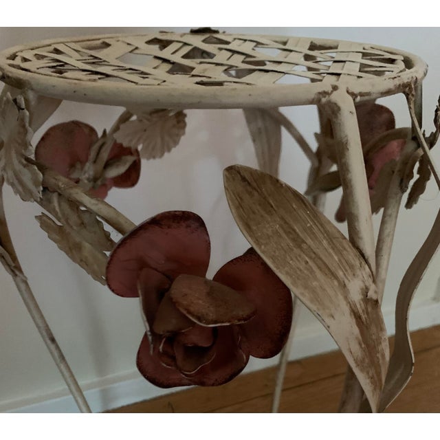 Vintage Tole and Iron Floral & Lattice Plant Stand Table Chairish