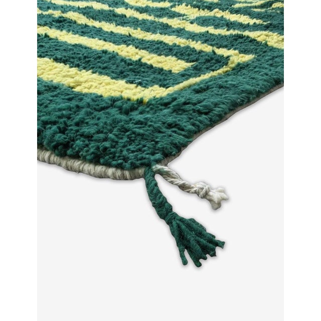 Geometric Green Berber Wool Rug - 9.6 X 8.3 Ft For Sale - Image 4 of 8