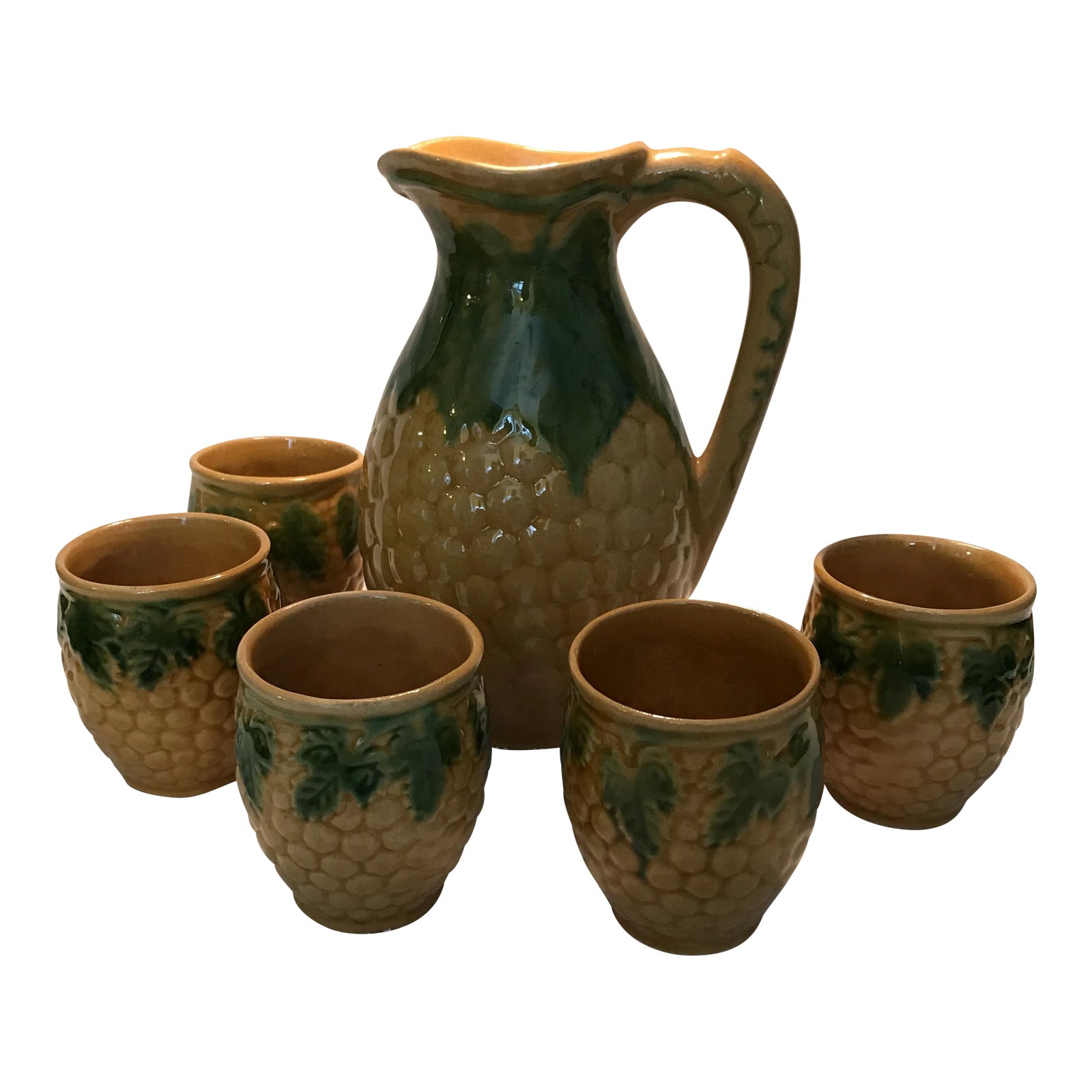 Vintage Ceramic Pitcher & Cups Set of 5 Chairish